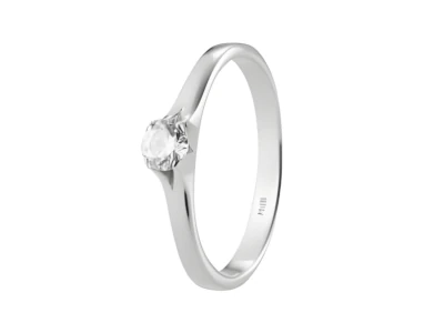 Anillo de compromiso sencillo con una piedra en montura de cuatro garras