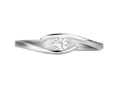 Anillo de oro con forma curva y piedra central engastado al centro