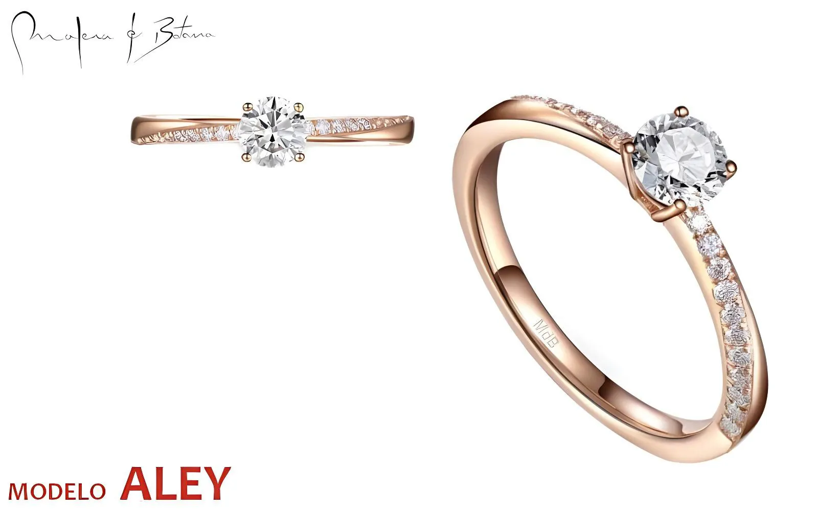 Anillo de compromiso oro rosa 18k modelo Aley
