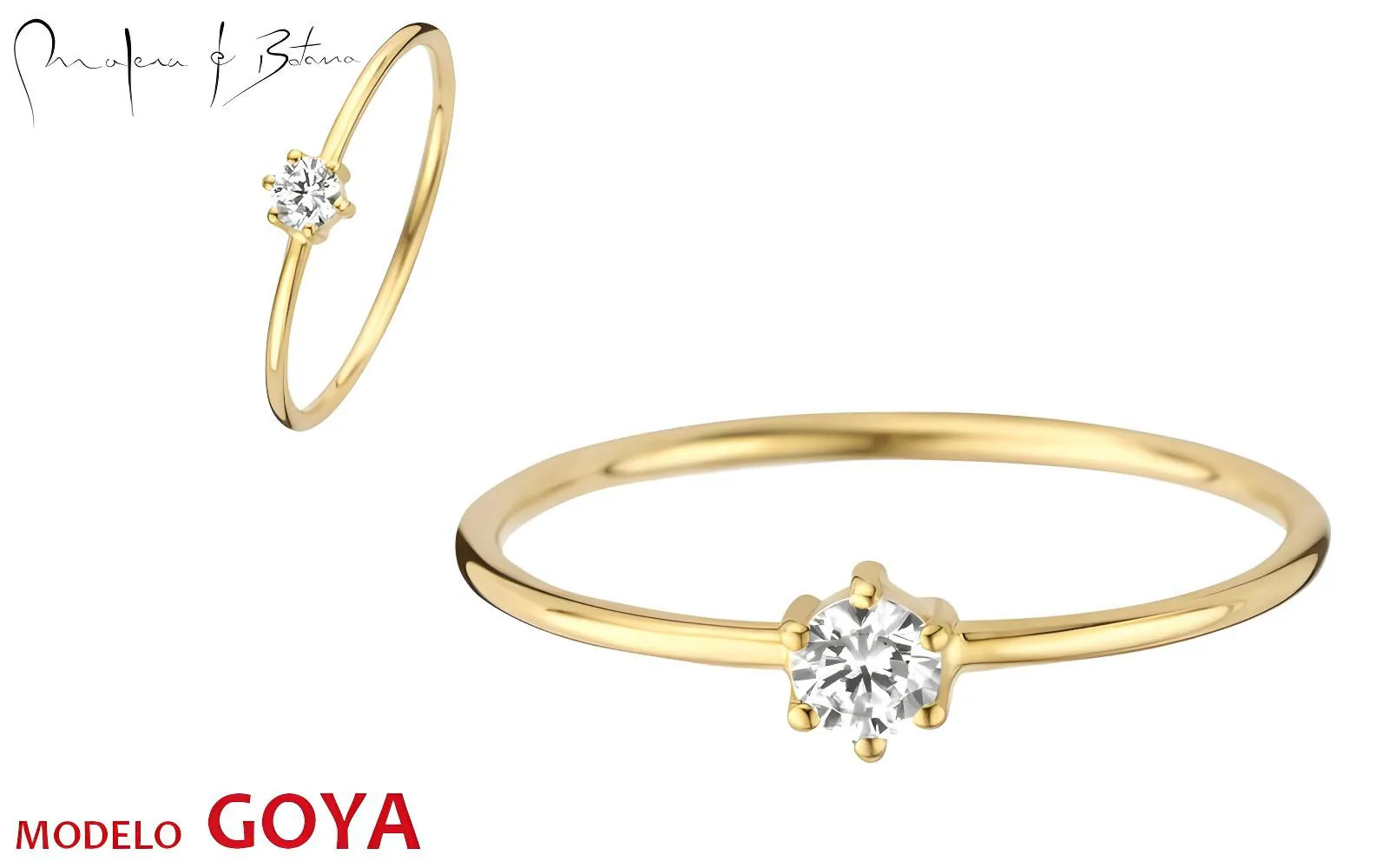 Anillo fino de oro amarillo con una pequeÃ±a piedra en engaste de seis puntas