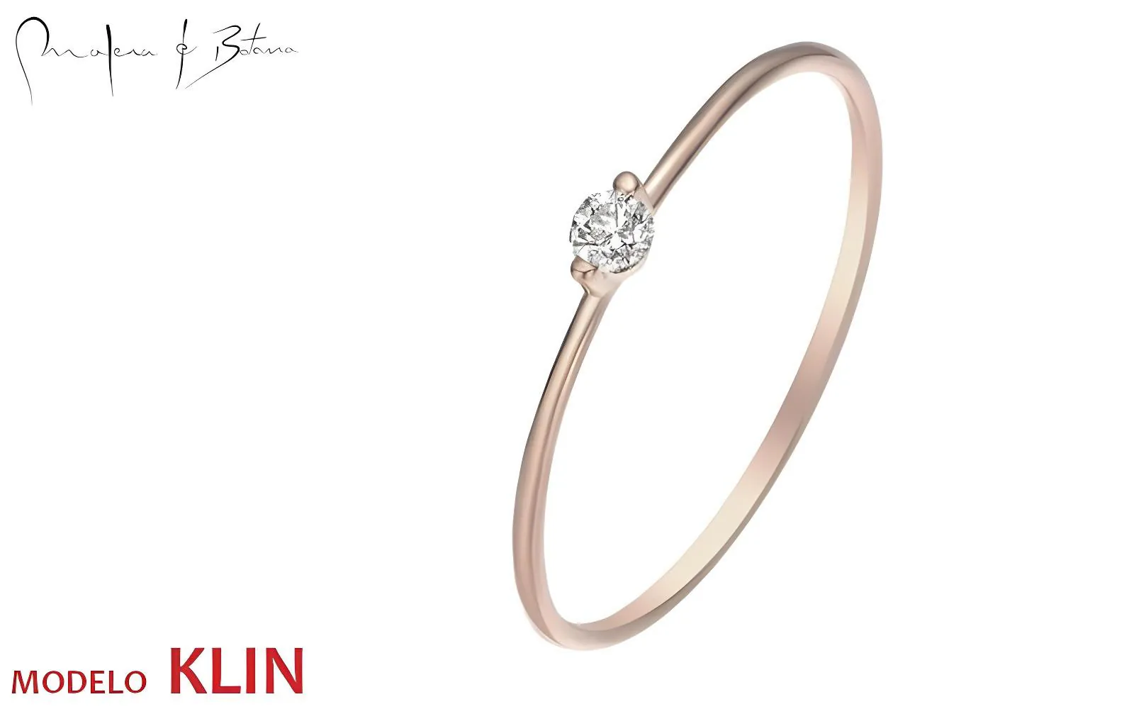 Anillo minimalista ultradelgado en oro rosa con una pequeña piedra en engaste de seis garras