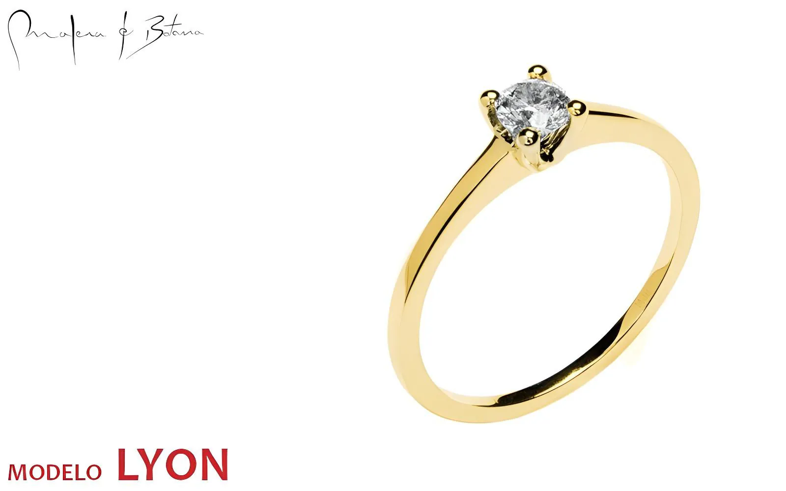 Anillo de compromiso de oro amarillo con una piedra engastada en cuatro garras