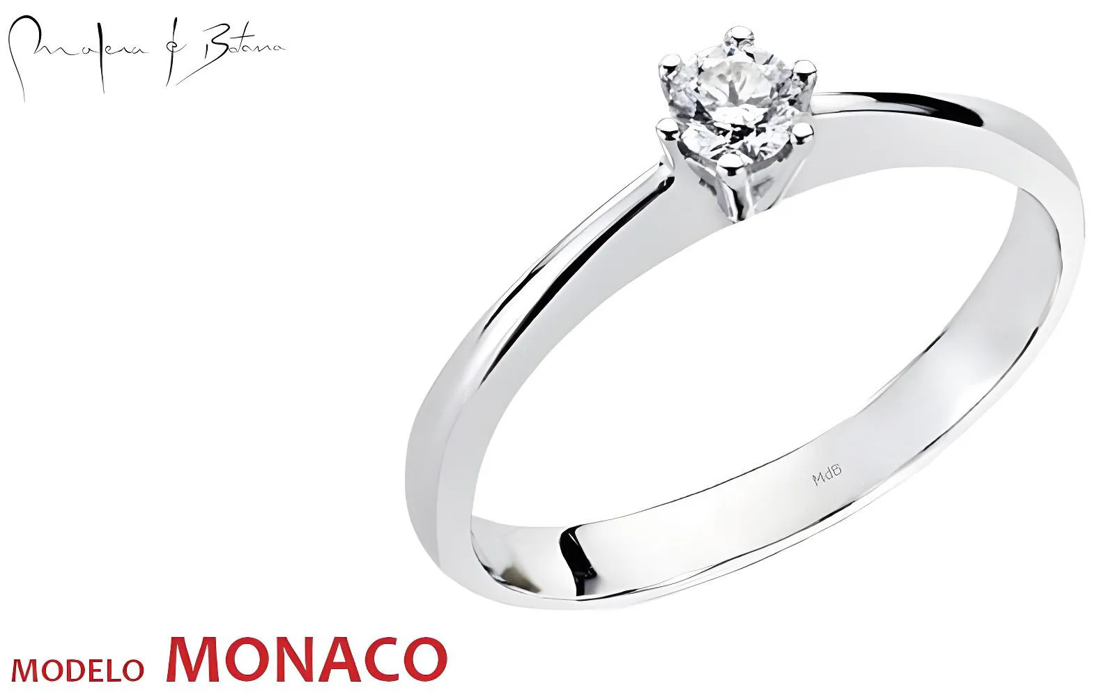 Anillo de compromiso solitario de 6 puntas Modelo Mónaco Oro Blanco en Quito