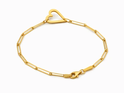 Pulsera de oro de eslabones tipo clip con corazón
