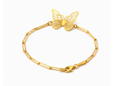 Pulsera de mariposa con cadena de eslabones alargados