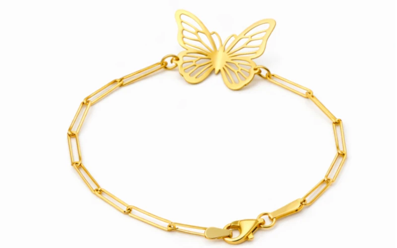 Pulsera de mariposa con cadena de eslabones alargados